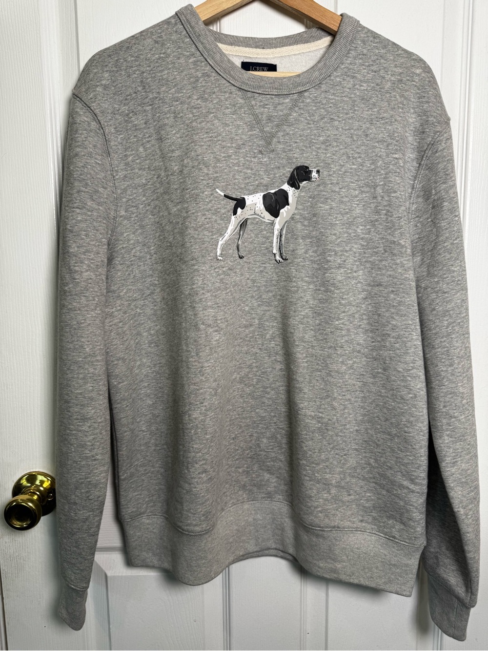 J.Crew Authentic Fleece Pointer Dog Graphic Crewneck Sweatshirt Gray Medium